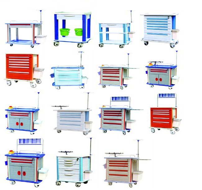 ABS Nursing Medical Trolleys , Emergency Medicine Cart With Optiona CPR